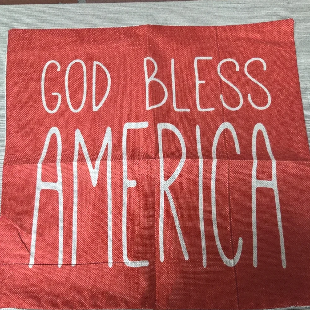 Red 'God Bless America' Decorative 18x18 Pillow Cover